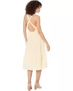 Платье bella dahl Scrunch Strap Tiered Midi Dress, цвет Apricot Cream