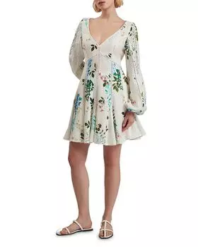 Платье Belvida из льна с цветочным кружевным кантом Ted Baker, белый