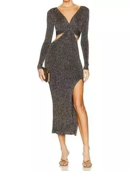 Платье Bernette в черном блестящем цвете LoveShackFancy