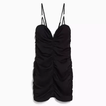 Платье Bershka Gathered With Neckline Detail, черный