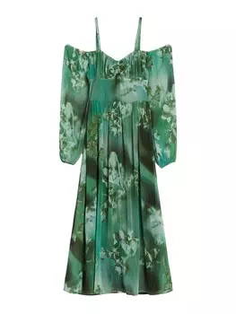 Платье Bershka, изумрудный/темно-зеленый