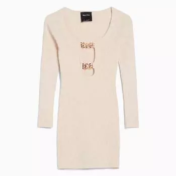 Платье Bershka Knit Mini, бежевый