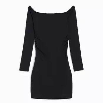 Платье Bershka Long Sleeve Mini, черный