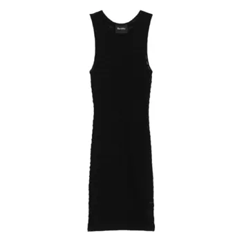 Платье Bershka Sleeveless Transparent Knit Mini Dress, черный