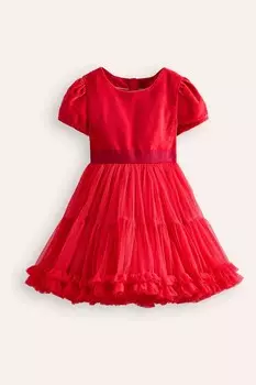 Платье Beth из тюля с бархатным лифом Boden, красный