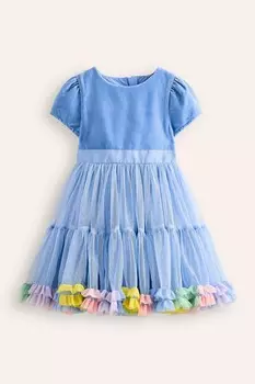 Платье Beth из тюля с бархатным лифом Boden, синий