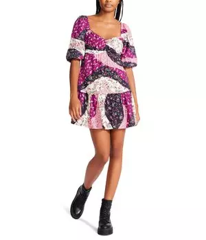 Платье Betsey Johnson, Vintage Patchwork Printed Rayon Challis Babydoll