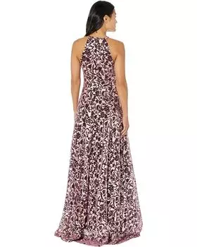 Платье Betsy & Adam Long Halter Burnout Wrap Dress, цвет Wine/Rose