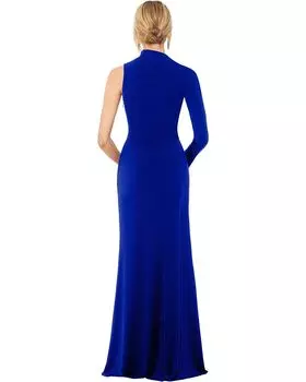 Платье Betsy & Adam Long Jersey Asymmetrical Sleeve Gown, цвет Electric Blue