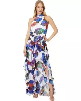 Платье Betsy & Adam Long Mock Neck Tiered, белый