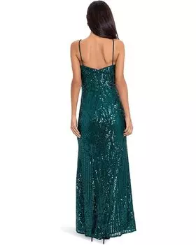 Платье Betsy & Adam Long Sequin Gown, зеленый