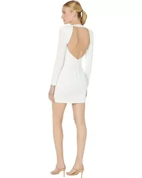 Платье Betsy & Adam Long Sleeve Deep V-Neck Crepe Mini Dress, белый