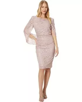 Платье Betsy & Adam Short Lace Overylay Back, цвет Rose