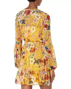 Платье Betsy & Adam Short Long Sleeve Lurex Floral Dress, желтый