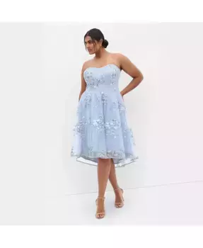 Платье без бретелей из тюля Plus Size Ambrosia CITY CHIC, синий