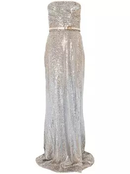 Платье без бретелей с пайетками Elie Saab, золотой