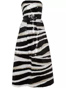 Платье без бретелей с пайетками Elie Saab, черный