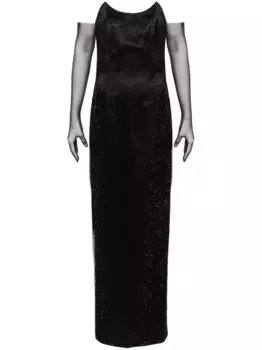 Платье без бретелей со стразами BAZZA ALZOUMAN, черный