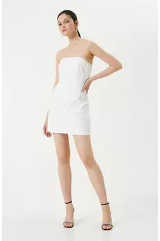 Платье без бретелек цвета экрю с застежкой-молнией Network, экрю