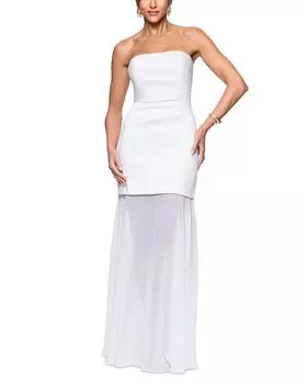 Платье без бретелек из микадо AQUA, слоновая кость/кремовый