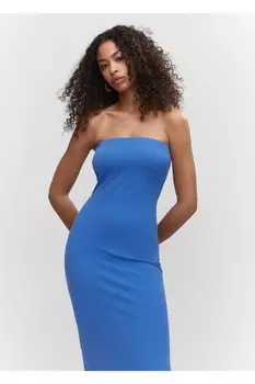 Платье без бретелек Mango, синий