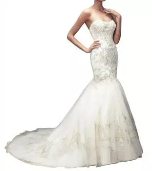 Платье без бретелек, облегающее и расклешенное, цвета слоновой кости/слоновой кости/серебра Casablanca