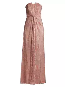 Платье без бретелек с эффектом металлик Aidan Mattox, цвет rose gold
