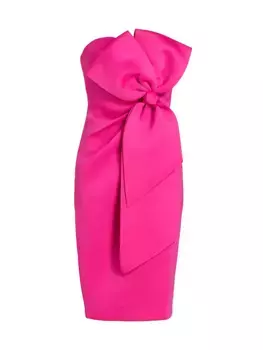 Платье без бретелек с бантом Badgley Mischka, розовый