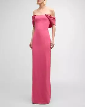 Платье без бретелек с драпировкой Oscar de la Renta, цвет Geranium