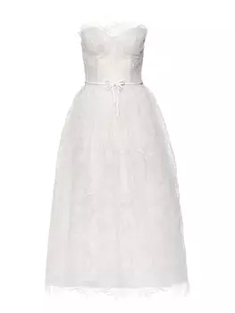 Платье без бретелек с кружевным узором Ana Radu, белый