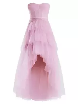 Платье без бретелек с высоким и низким вырезом Bcbgmaxazria, цвет mulberry