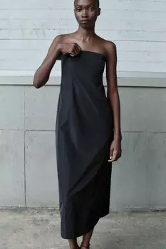 Платье без бретелек ZARA, черный