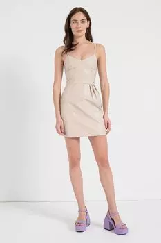 Платье без рукавов из экокожи Armani Exchange, оранжевый