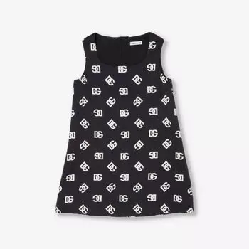 Платье без рукавов из эластичного шелка с фирменным принтом 6-12 лет Dolce & Gabbana, цвет dg bianco fdonero