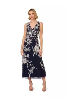 Платье без рукавов из бисера Adrianna Papell, мультиколор