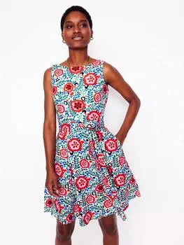 Платье без рукавов из чистого льна с цветочным рисунком от anya Boden, разноцветный