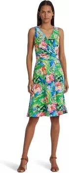 Платье без рукавов из джерси с цветочным принтом LAUREN Ralph Lauren, цвет Green/Blue Multi
