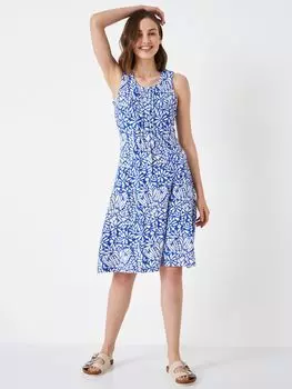 Платье без рукавов из джерси с цветочным принтом Crew Clothing, Голубой
