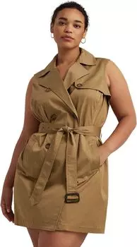 Платье без рукавов из микрошлифованного твила больших размеров LAUREN Ralph Lauren, цвет New Tan