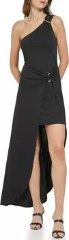 Платье без рукавов из плотной вязки DKNY, черный
