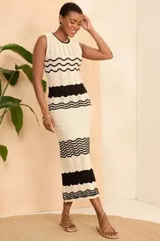 Платье без рукавов из тонкого трикотажного полотна со складками Love & Roses, черный