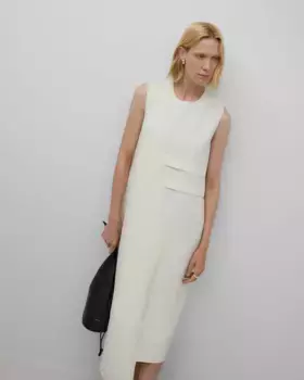 Платье без рукавов с асимметричным подолом Adolfo Dominguez, цвет Crudo