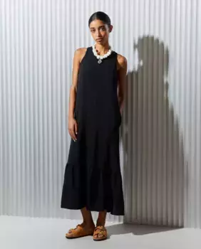 Платье без рукавов с бахромой Easy Wear, черный