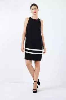 Платье без рукавов с белой полоской Conquista, черный