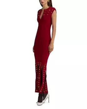 Платье без рукавов с декоративными люверсами St. John, красный