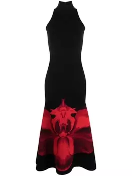 Платье без рукавов с графичным принтом Alexander McQueen, черный