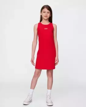 Платье без рукавов с логотипом для девочек Gap, красный