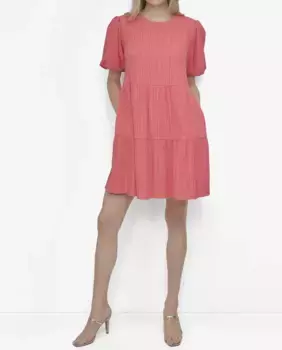 Платье без рукавов с оборками DKNY, коралловый