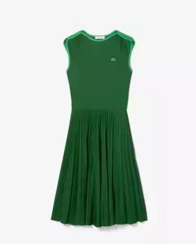 Платье без рукавов с плиссированной юбкой Lacoste, зеленый