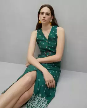 Платье без рукавов с поясом Easy Wear, зеленый